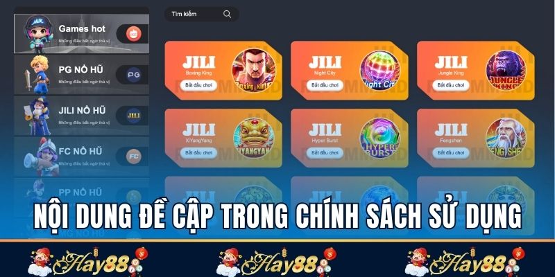 Nội dung đề cập trong chính sách sử dụng