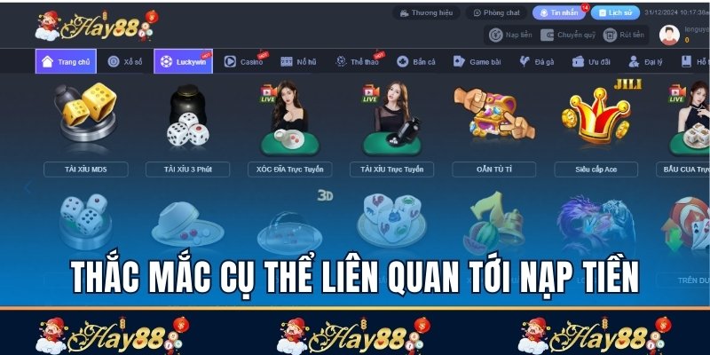 Thắc mắc cụ thể liên quan tới nạp tiền